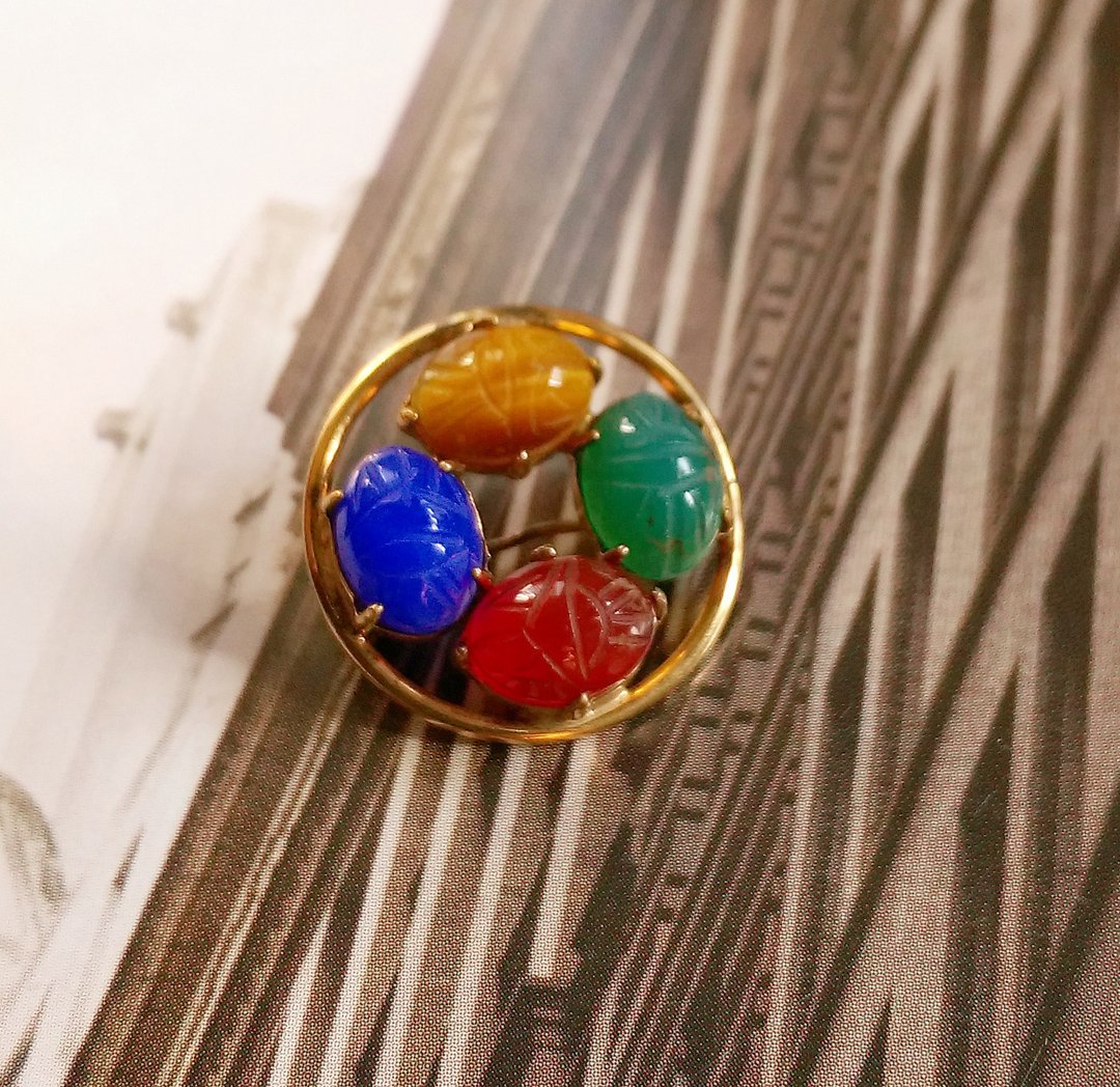Vintage Jewelry  圣甲虫 WRE 12K 包金 小巧 别针 胸针 - 徽章/别针 - 其他金属 金色