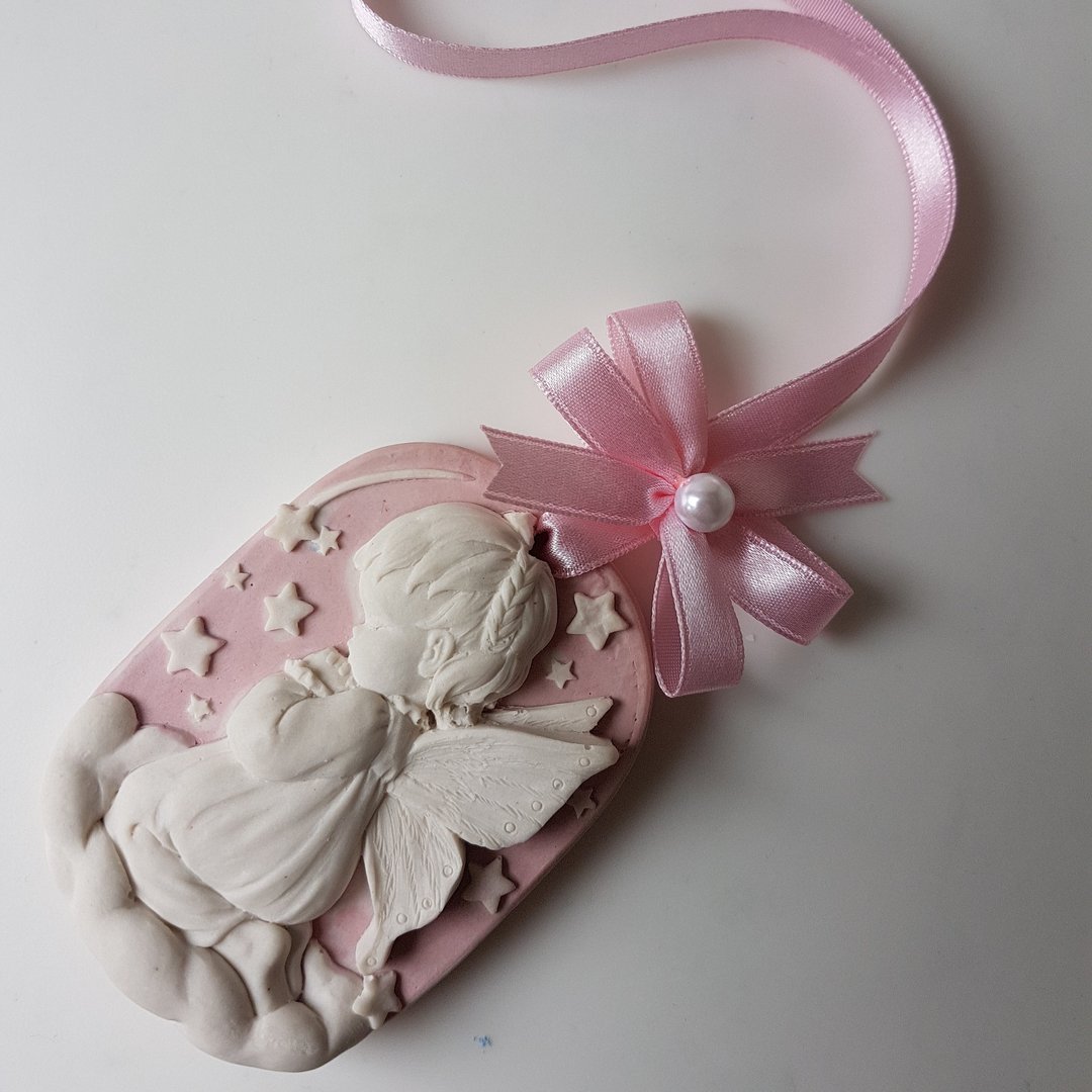 扩香石壁饰 - "祈祷天使 - 女 v.1" 含圭藻土具吸湿防潮性 - 香薰/精油/线香 - 其他材质 粉红色