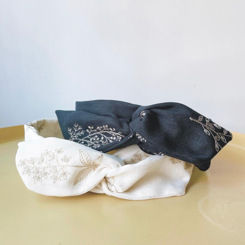 海边插花课 好烦小姐 铝线 发带 刺绣 - 发饰 - 棉．麻 黑色