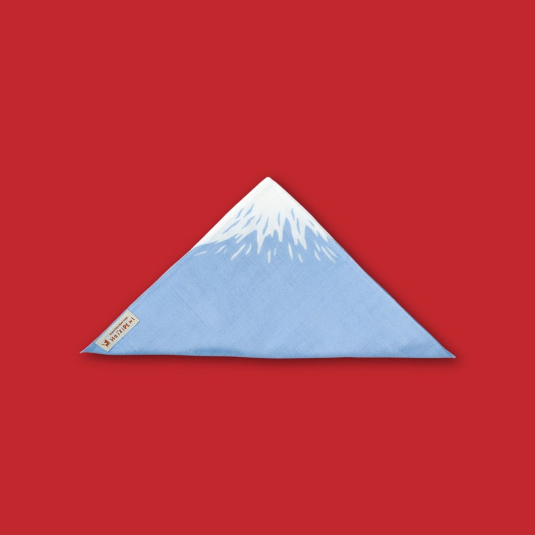 日本富士山四重纱手作小方巾 手帕 幸运物 交换礼物 - 手帕/方巾 - 棉 蓝色