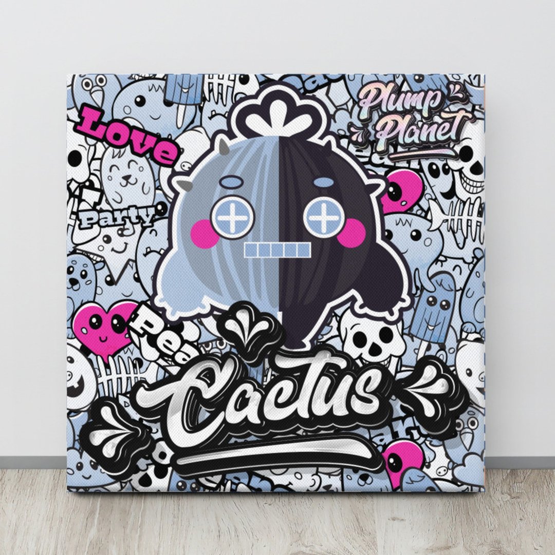 涂鸦世界的机器仙人掌 Canvas Print 无框帆布数码油画 - 海报/装饰画/版画 - 其他材质 银色