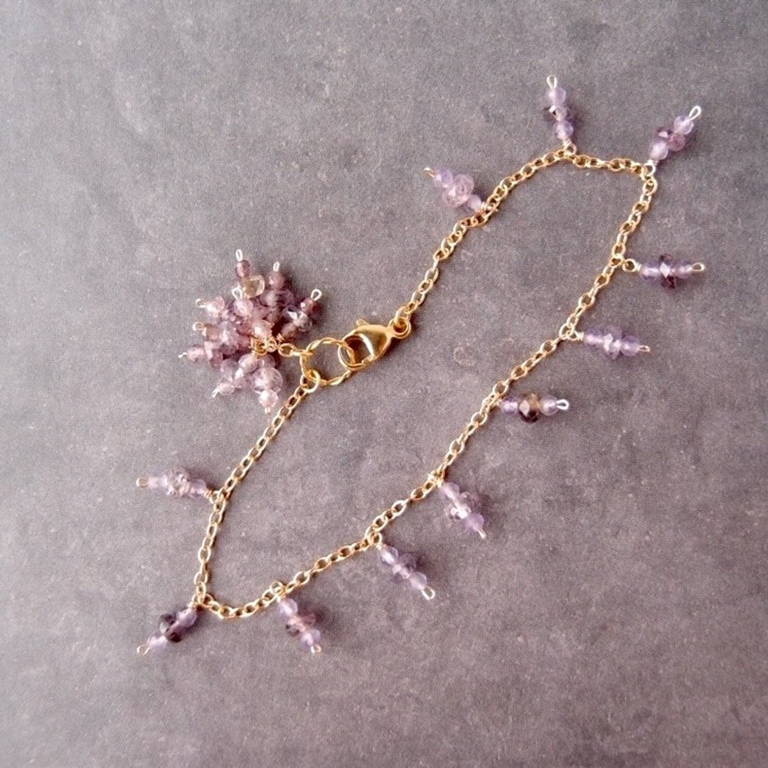 【14KGF】Purple Spinel Bracelet 紫水晶链式手链 - 手链/手环 - 宝石 紫色
