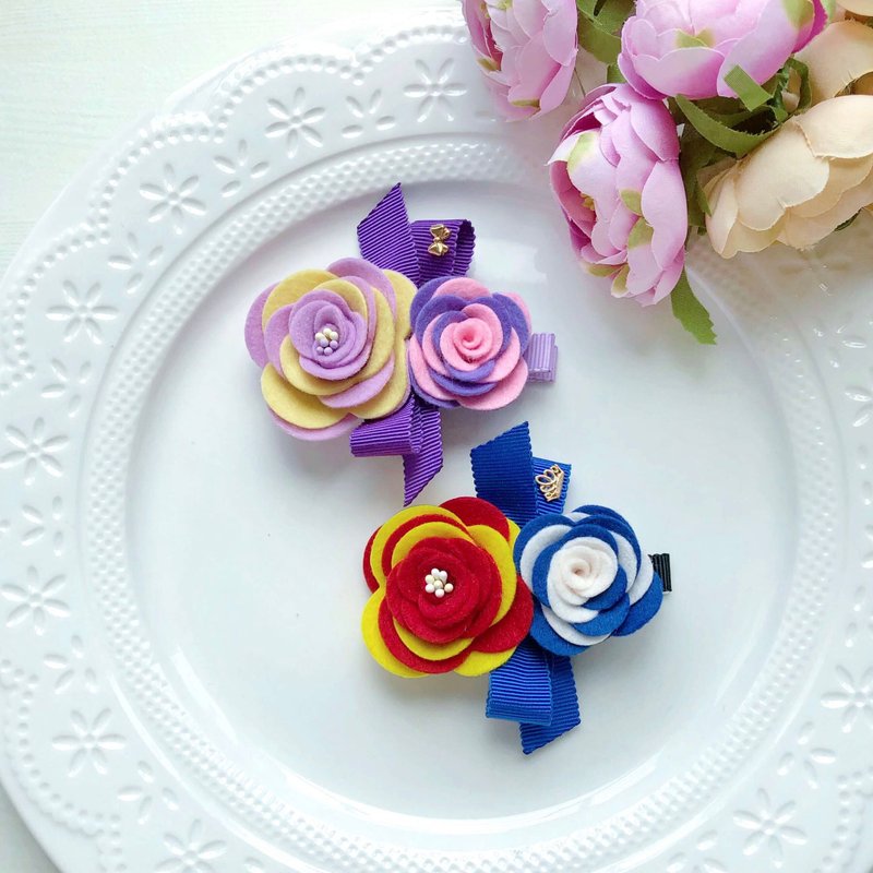 卡通配色拼色不织布花日本帽带儿童女孩发夹-经典款 - 婴儿饰品 - 其他材质 多色