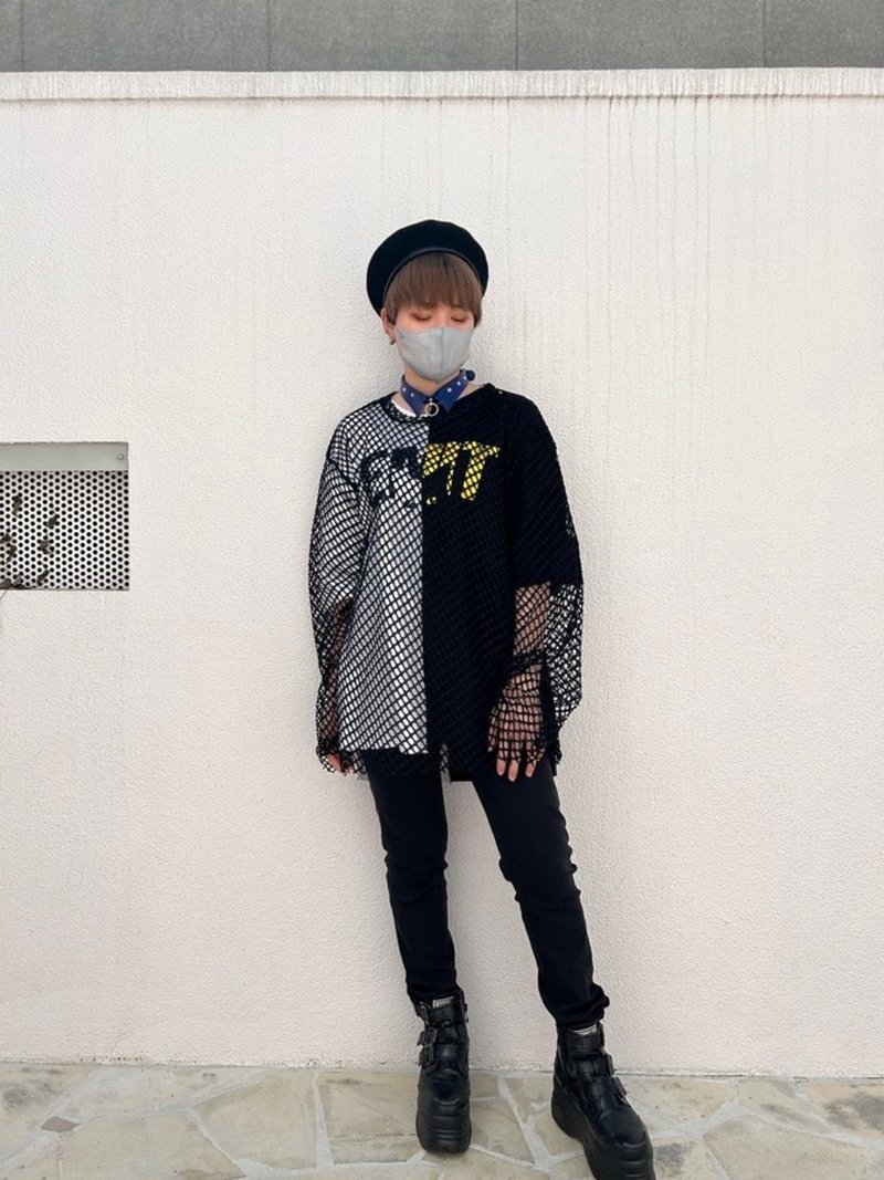 网眼上衣 / 黑色 / F 尺寸 / hellcatpunks / hcp-t-0230 - 女装上衣 - 聚酯纤维 黑色