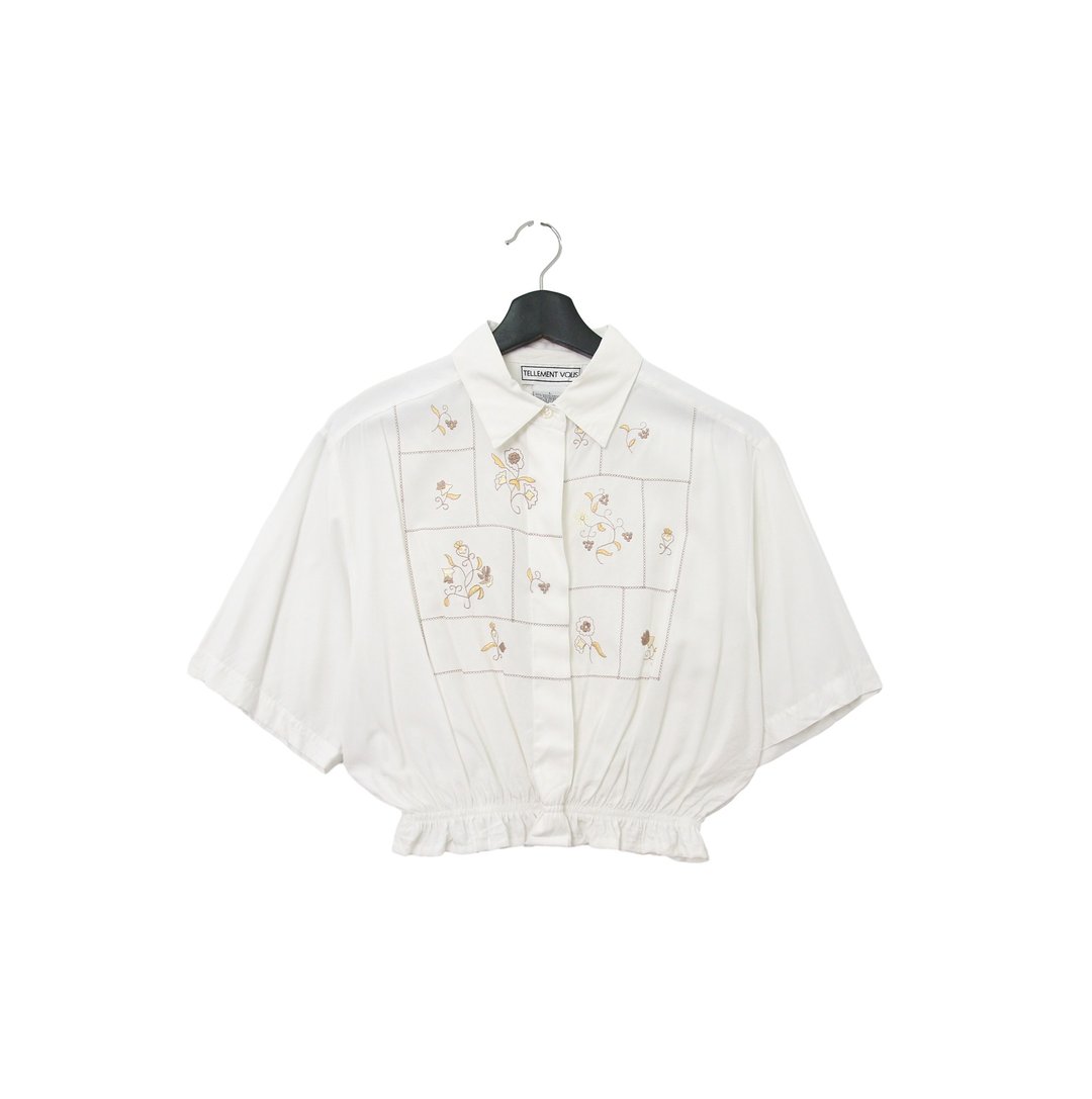 Back to Green- 再制刺绣缩口 金色花卉 vintage shirt - 女装衬衫 - 棉．麻 