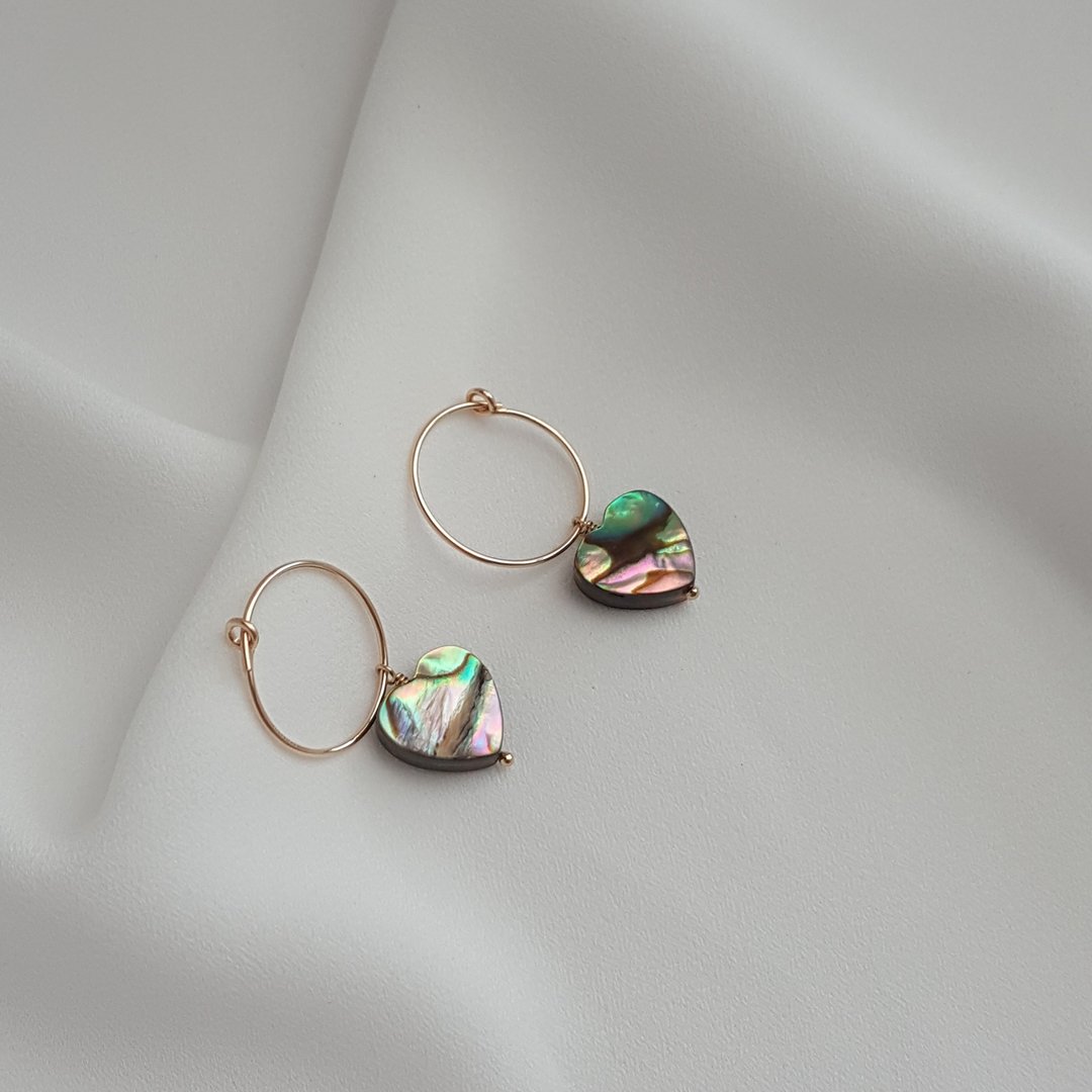 14kgf 爱心贝壳耳环 - 耳环/耳夹 - 贝壳 