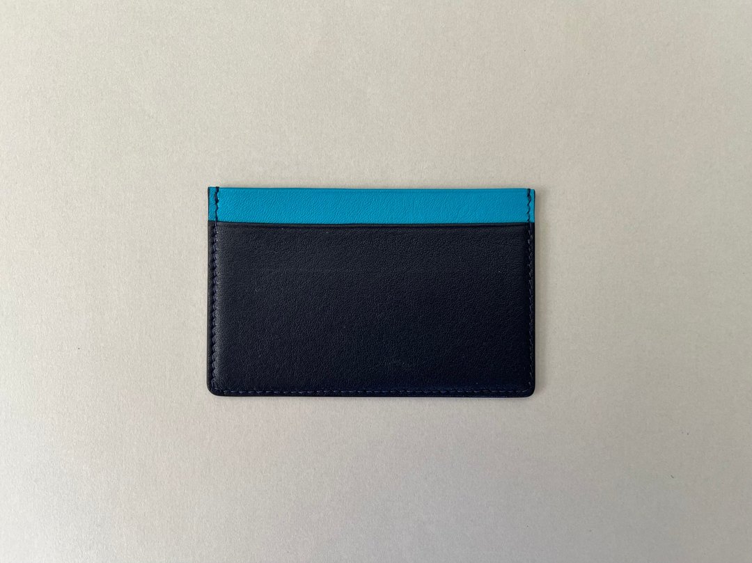 [Handmade in Japan] Genuine Leather Card Case (Navy) Pass Case Pass Case Card Holder - 名片夹/名片盒 - 真皮 蓝色