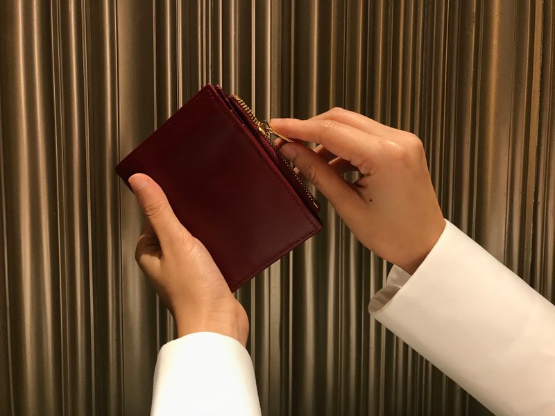 短夾包 真皮皮夾 Minimalist Slim Leather wallet - Red - 皮夹/钱包 - 真皮 红色