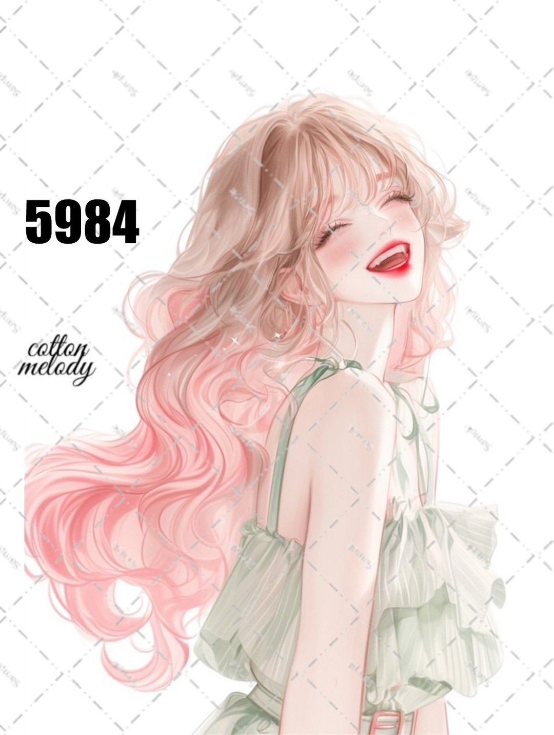 original sticker no.5984 人物贴纸 原创贴纸 人像贴纸 女孩贴纸 原创人物贴纸 - 贴纸 - 纸 
