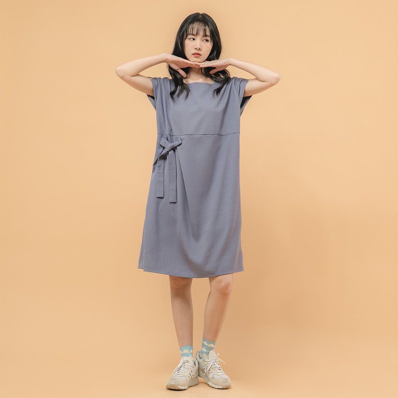 【经典原创】Twilight_暮色绑带洋装_CLD009_灰蓝 - 洋装/连衣裙 - 聚酯纤维 蓝色
