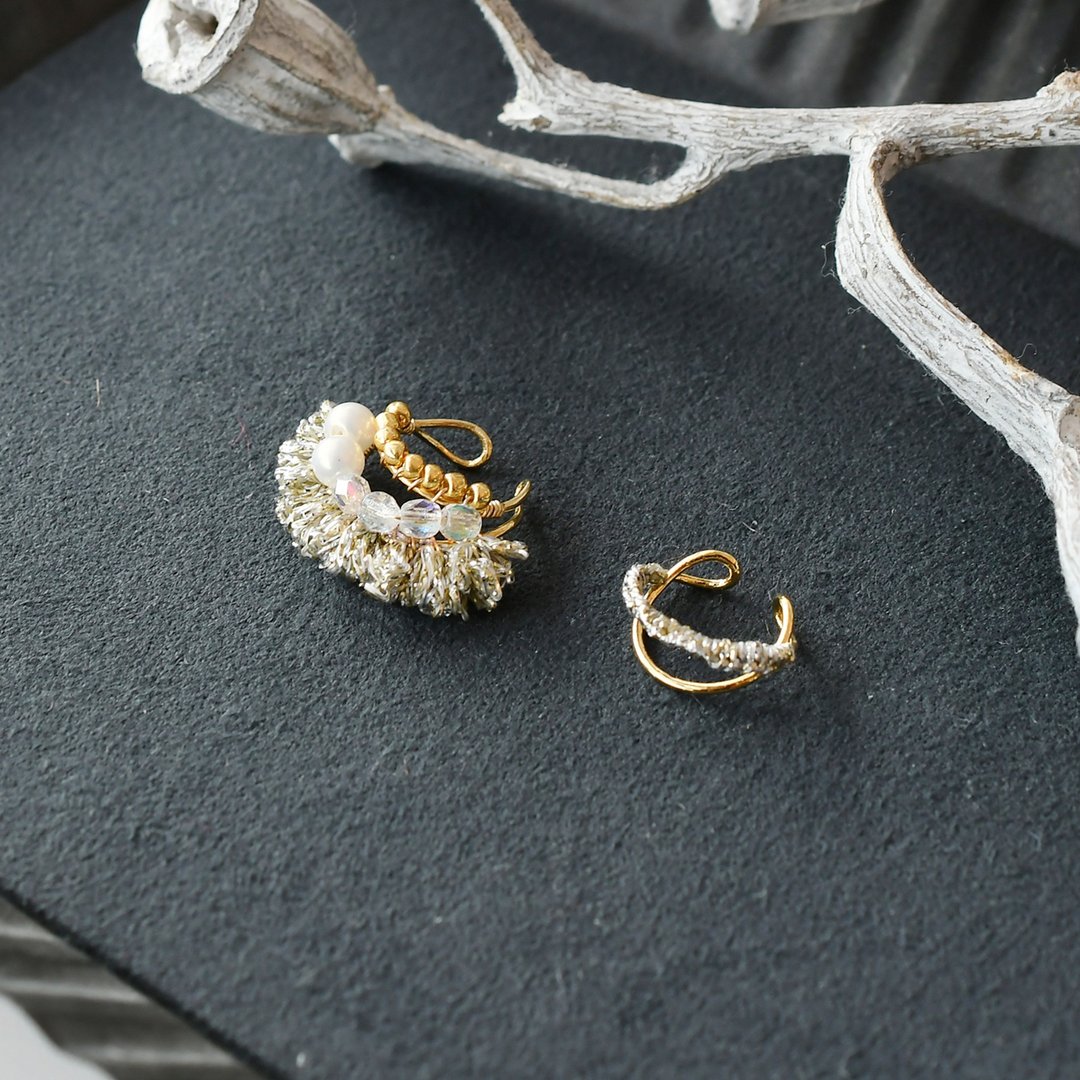 Tassel ear cuff set / Silver - 耳环/耳夹 - 其他材质 银色