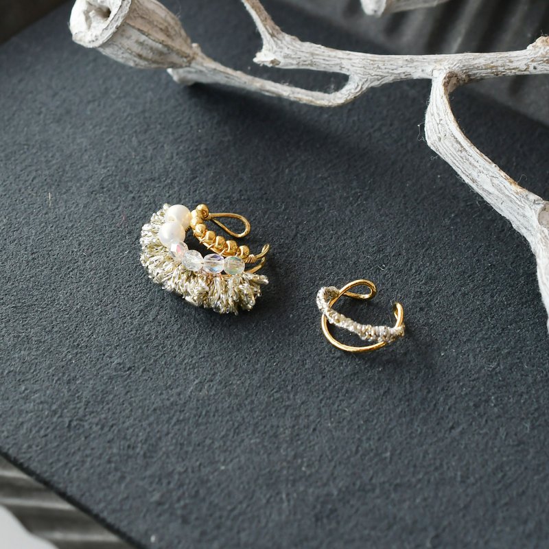 Tassel ear cuff set / Silver - 耳环/耳夹 - 其他材质 银色