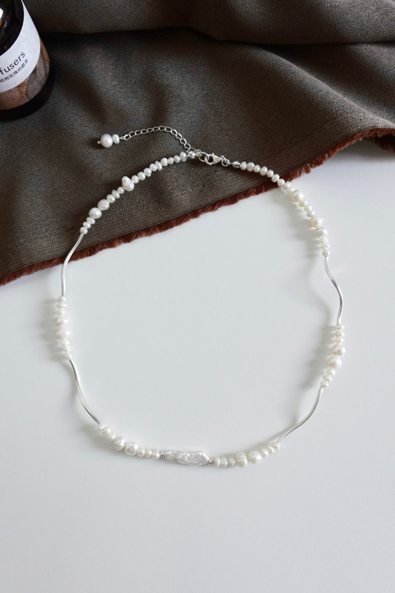 Lily Valley 珍珠宝盒 | 手工串珠项链 - 项链 - 半宝石 银色