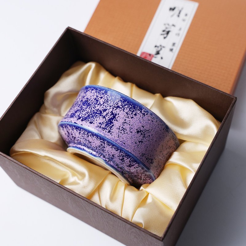 明芽窑 | 蓝夜星空 浅皿 蓝 紫 陶器 食器 手作陶艺礼盒 H12 - 茶具/茶杯 - 陶 蓝色