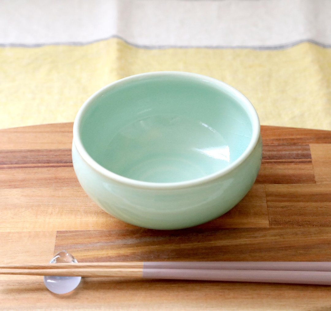 水色玻璃釉圆钵 - 碗 - 陶 蓝色