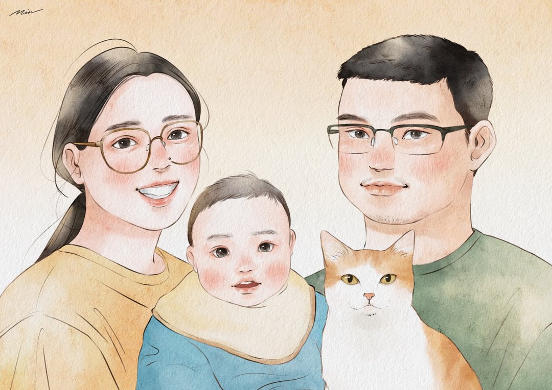 【团体似颜绘】定制化人像 风格插画 毕业 全家福 礼物 - 电子手绘真人画像/绘画/插画 - 其他材质 