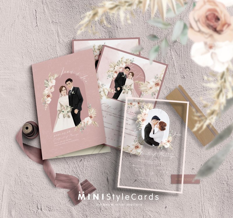 【赠双人似颜绘】定制结婚书约组合-压克力书约/结婚登记证书 - 婚礼誓言书 - 纸 多色