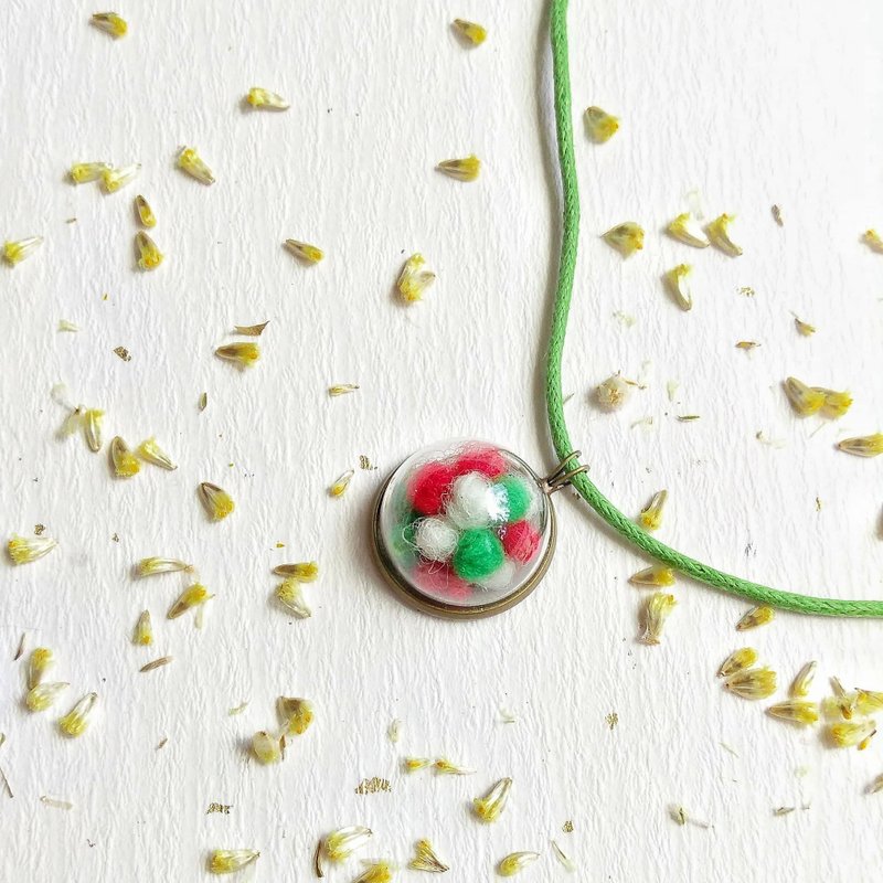 圣诞点点 手作羊毛毡项链 免费包装 - 项链 - 羊毛 多色