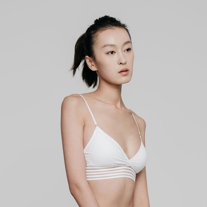 ornoir.co 白色Zelda简约比基尼超薄可拆卸胸垫细肩带无钢圈内衣 - 女士内衣裤 - 聚酯纤维 白色