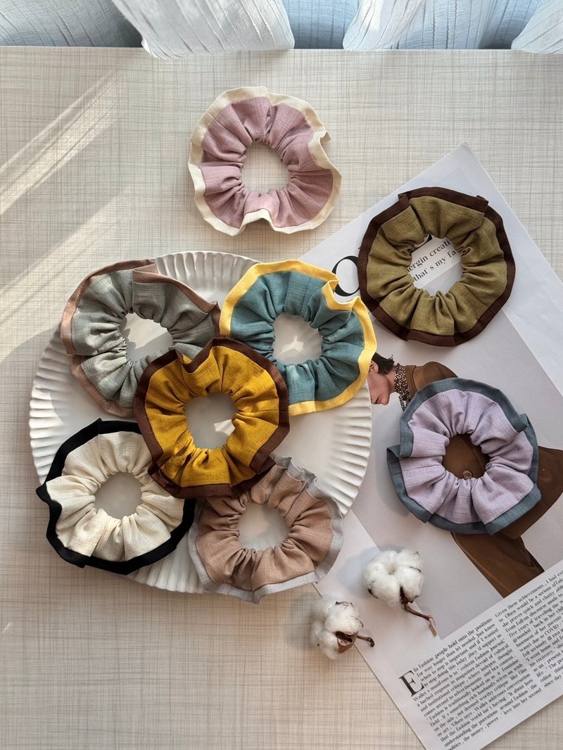 【巧妙艺手】日系波浪发圈-大号 大肠圈 发束 头饰 素色 手作 台 - 发饰 - 棉．麻 