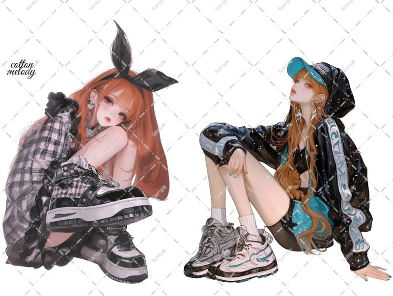 original sticker no.6341 人物贴纸 原创贴纸 人物贴纸 女孩贴纸 原创人物贴纸 - 贴纸 - 纸 