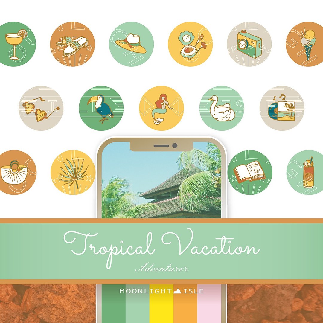 Tropical Vacation 探险家 |夏日冒险插画IG限动图示| 立即下载 - 电脑手机桌布/贴图/App 图示 - 其他材质 