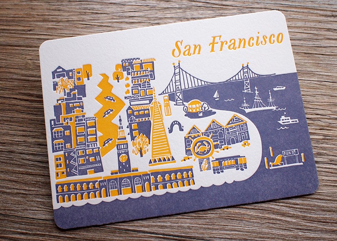 旅游活版印刷明信片-三藩市 - 卡片/明信片 - 纸 多色