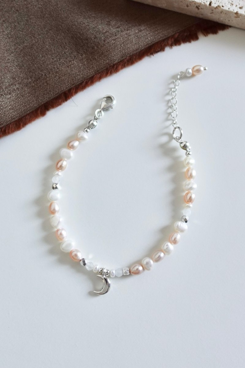 Lily Valley 彩霞月光 | 手工串珠手链 - 手链/手环 - 半宝石 银色