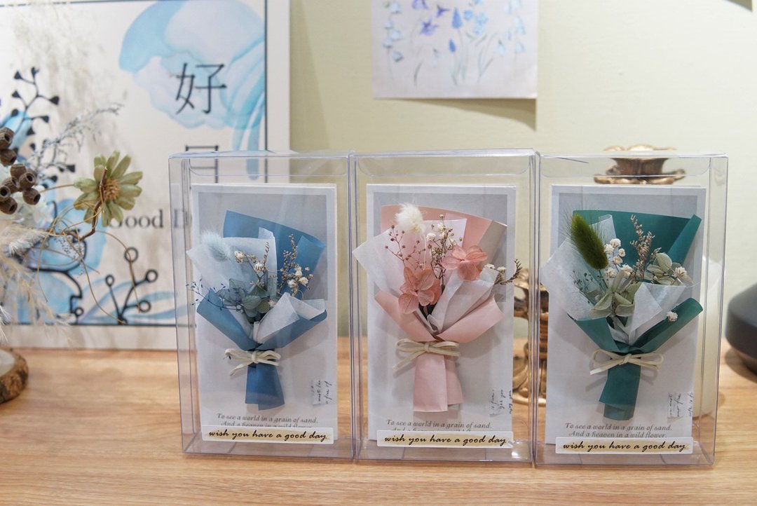 迷你花束卡片3色组 - 干燥花/捧花 - 植物．花 多色