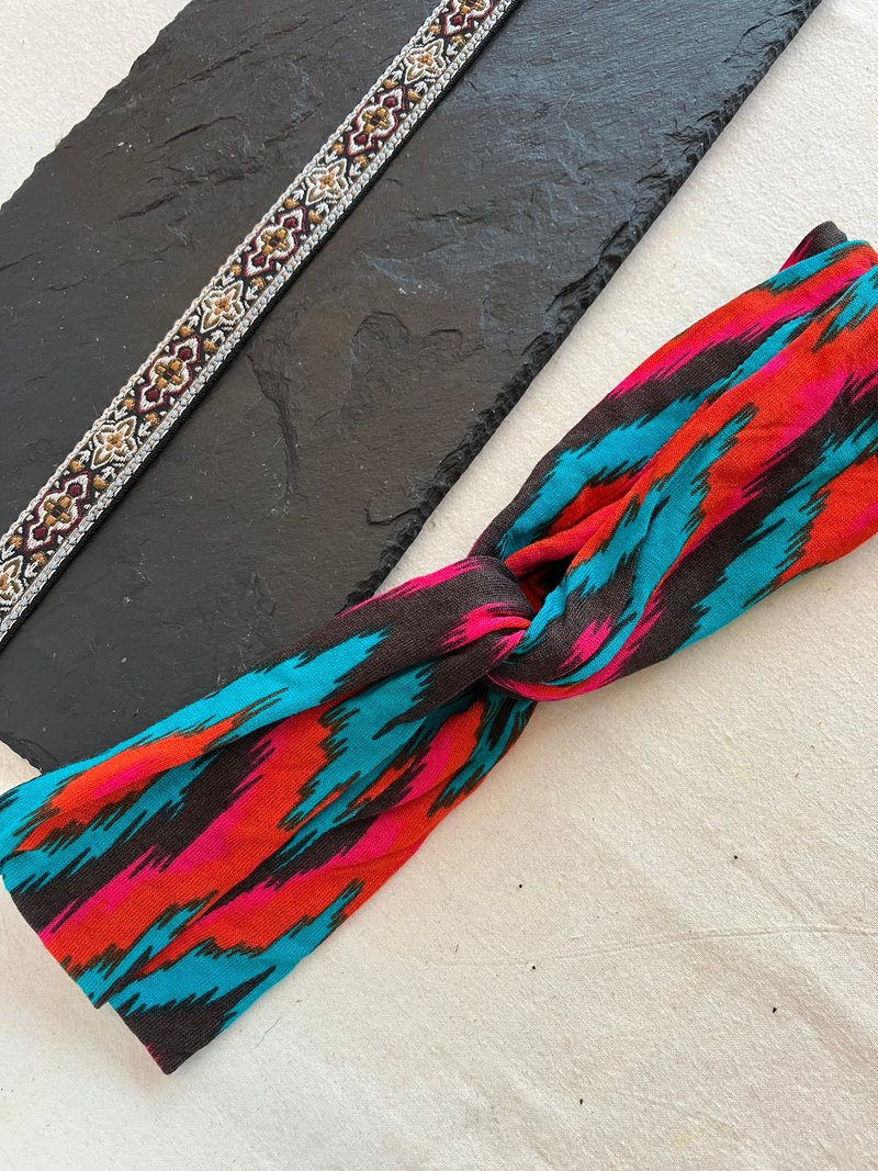 【YUAN媛】可定制 民族风图腾纯棉弹性发带  吸汗材质 - 发带/发箍 - 棉．麻 多色