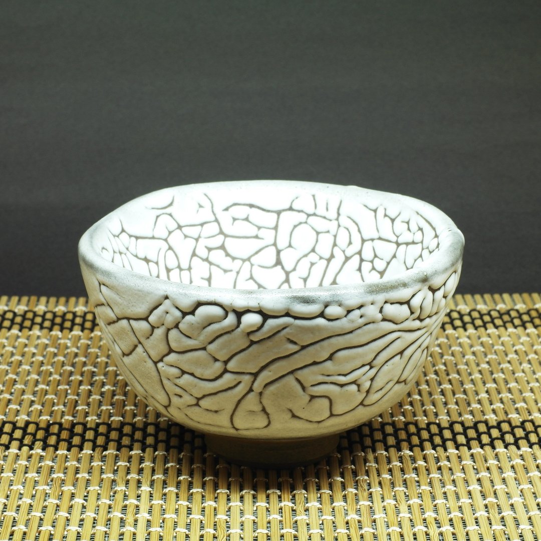 冬雪 茶碗 手作陶器 茶道具 - 碗 - 陶 白色