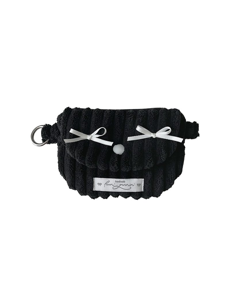 温暖灯芯绒 Ribbon ver. _纯黑 - 皮夹/钱包 - 棉．麻 黑色