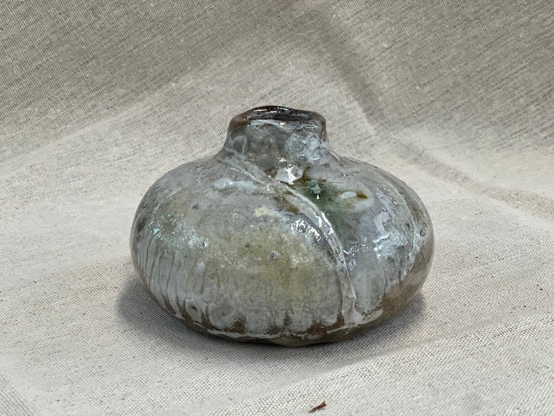 扁扁柴烧花瓶 - 花瓶/陶器 - 陶 卡其色