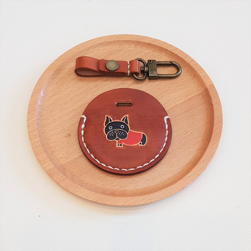 gogoro钥匙套_纯牛皮_狗狗_可打上英文名字 - 钥匙链/钥匙包 - 真皮 咖啡色