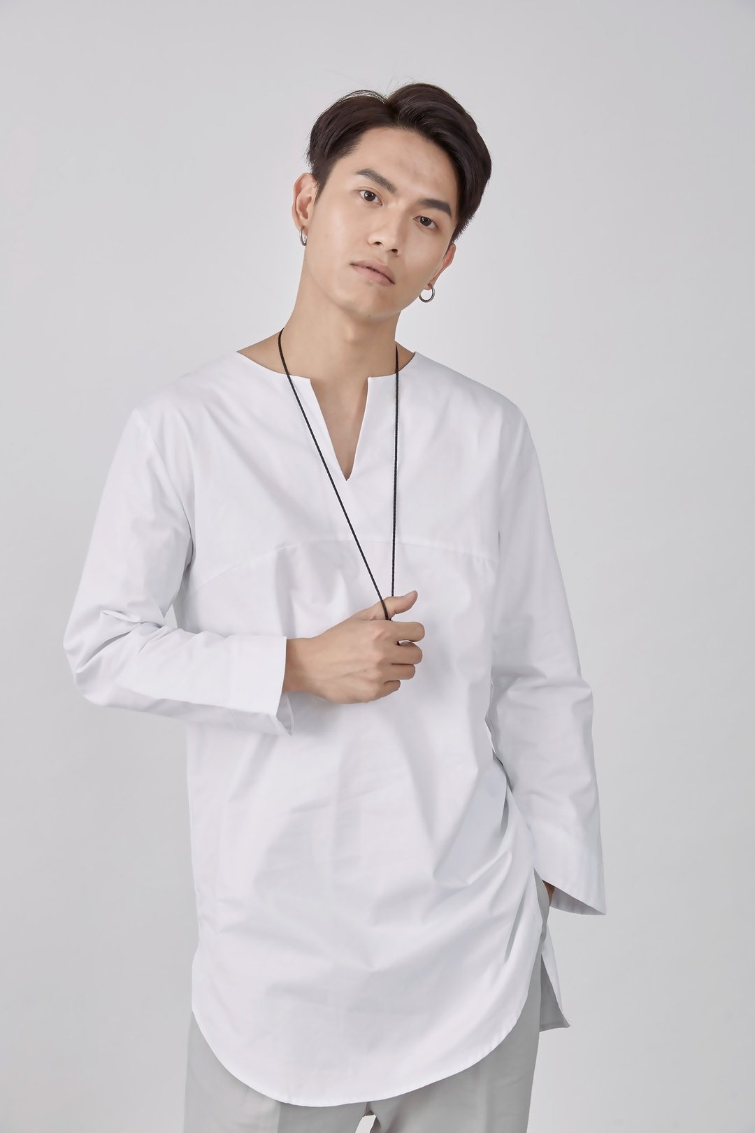 小开领衬布上衣#9082 - 男装衬衫 - 棉 