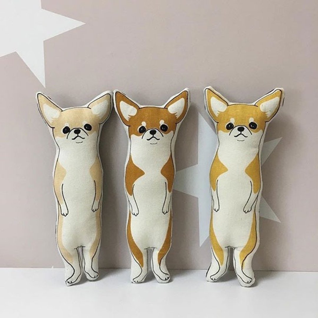 stuffed animal smooth chihuahua (color:Beige) pocket size - 玩偶/公仔 - 棉 咖啡色