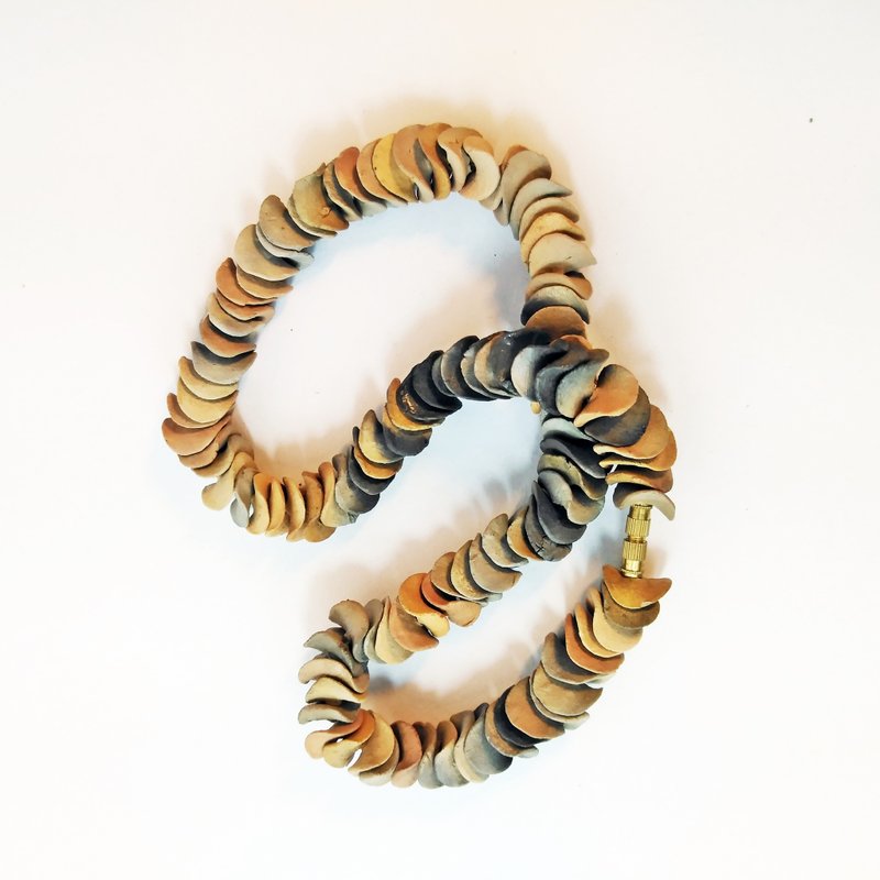Handmade Clay Beads Necklace (Natural colors) - 项链 - 陶 