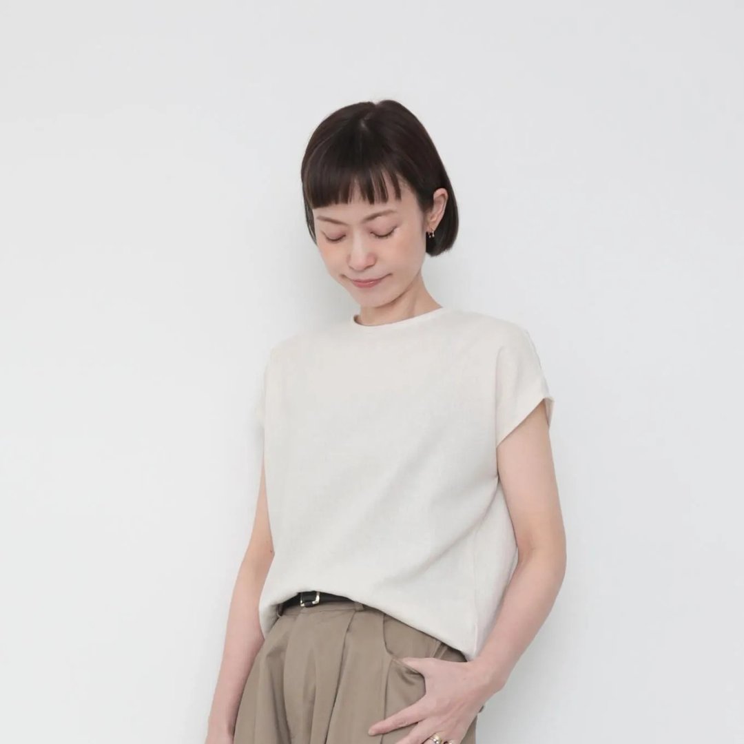 OMAKE.jp 后褶连袖上衣t.f.t.r.Tops 原色 - 女装上衣 - 棉 白色