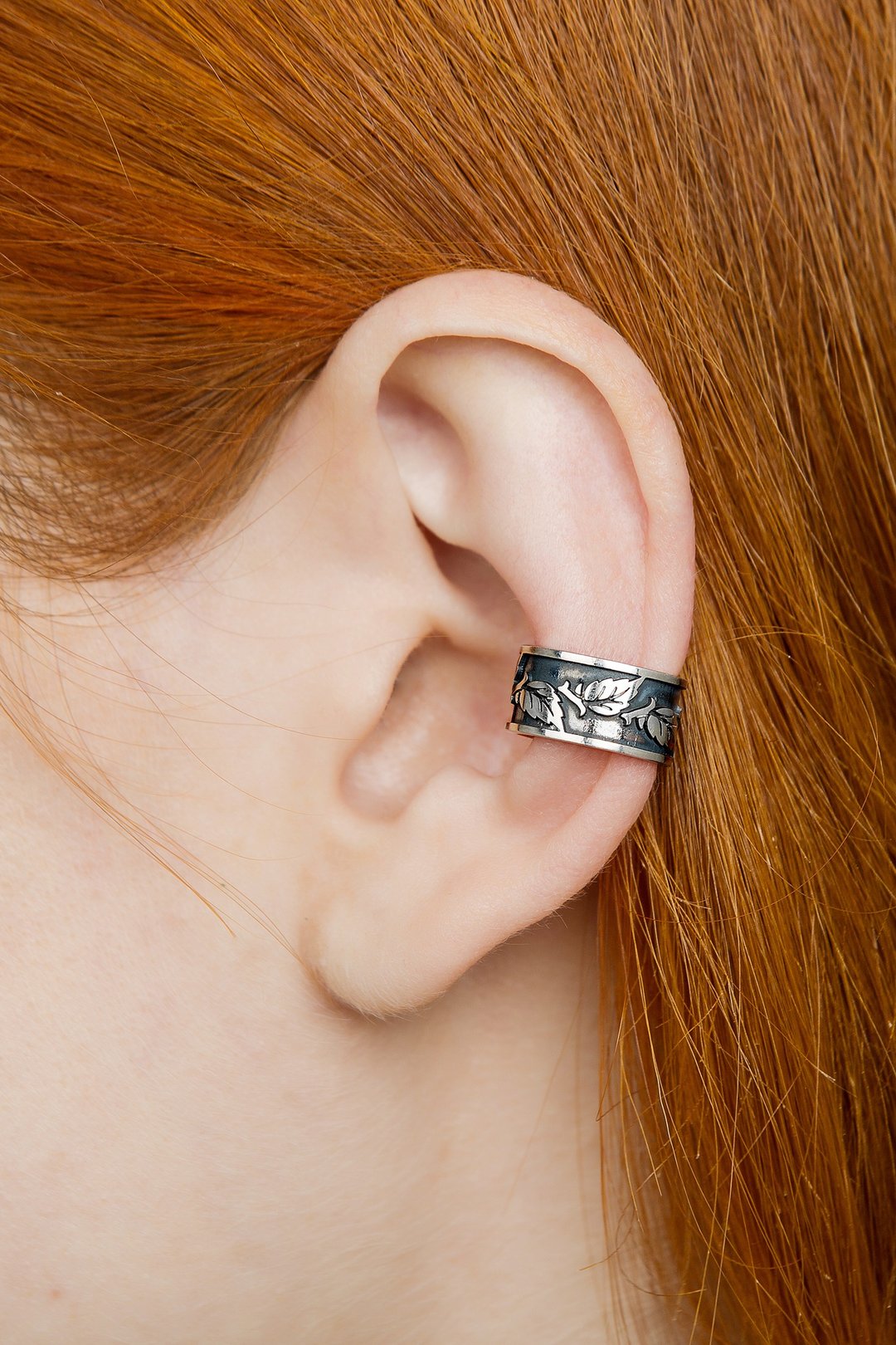 Leaves ear cuff no piercing sterling silver - 耳环/耳夹 - 纯银 银色