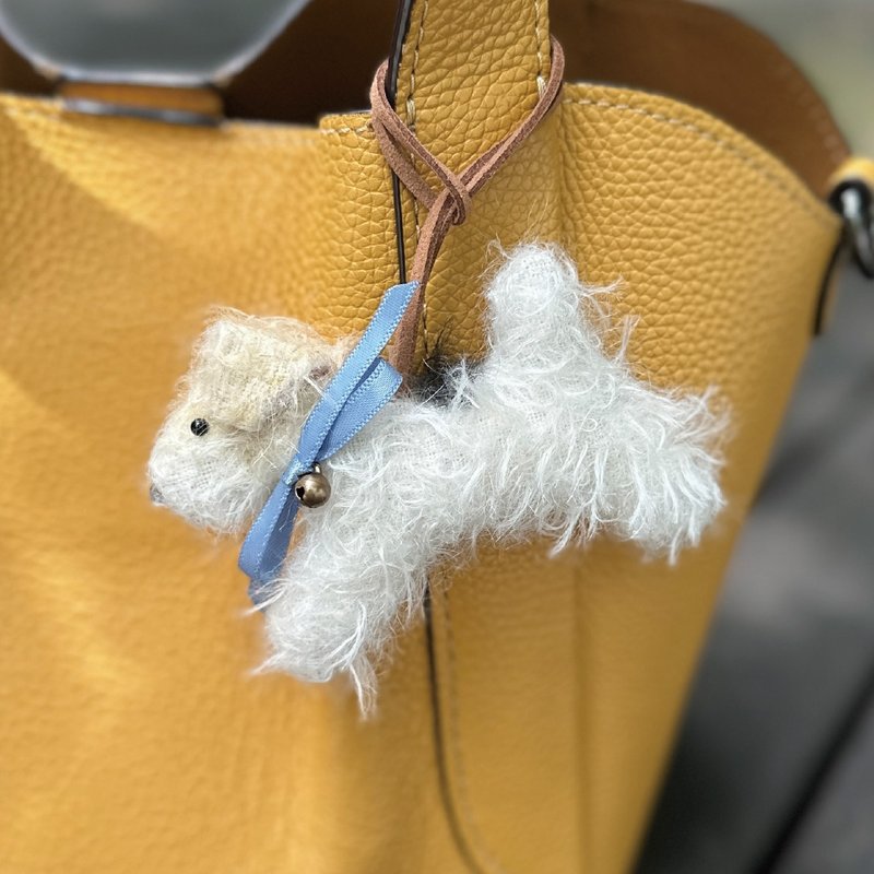 Wirefoxterrier 刚毛猎狐梗 手工马海毛 飞跃的梗 - 吊饰 - 羊毛 白色