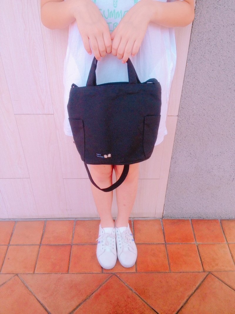 缤纷斜背包耀石黑-圣诞交换礼物 - 侧背包/斜挎包 - 棉．麻 黑色