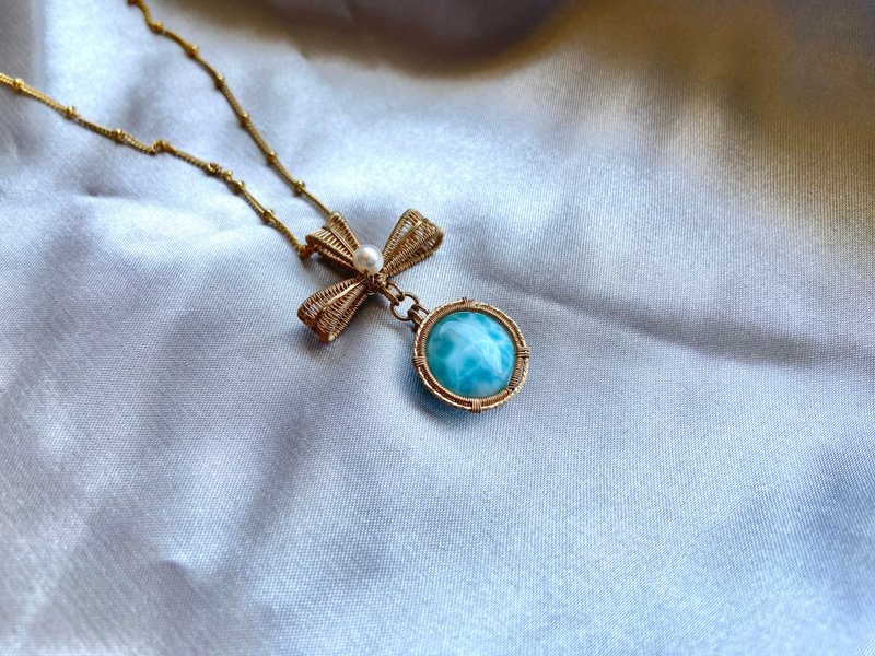 拉利玛 海纹石编织项链 美国14kgf材质手工编织 - 项链 - 石头 