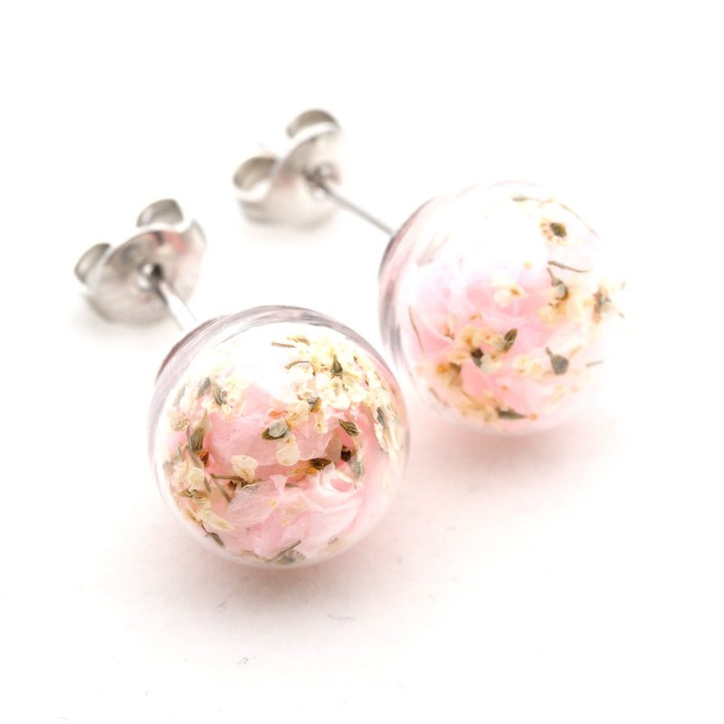 爱家作- OMYWAY DIY 干花  玻璃球 耳针 耳环 耳勾 垂挂 耳夹 1cm - 耳环/耳夹 - 玻璃 