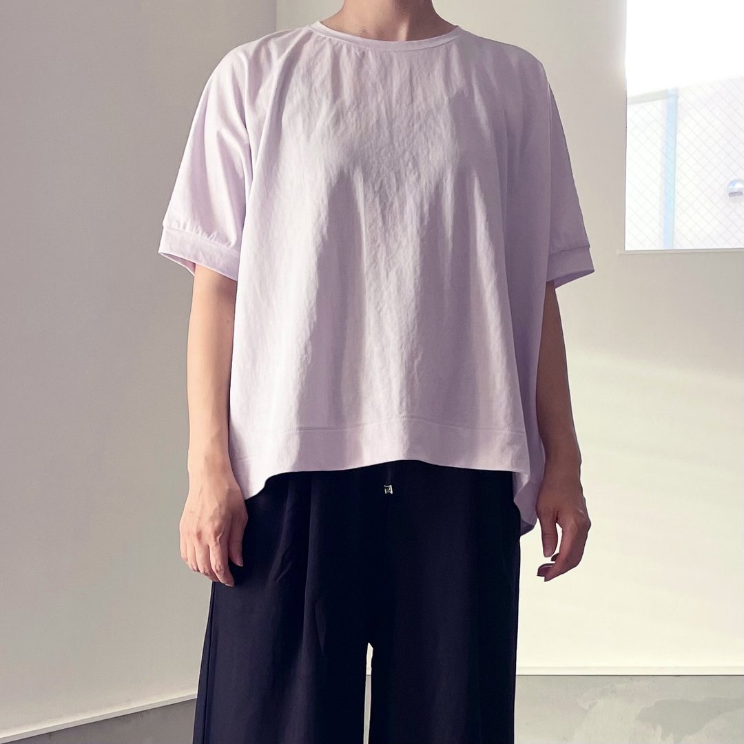 【接触凉感】前后差下摆圆弧 宽松版型套头衫 3色可选【薰衣草紫】 - 女装 T 恤 - 尼龙 紫色