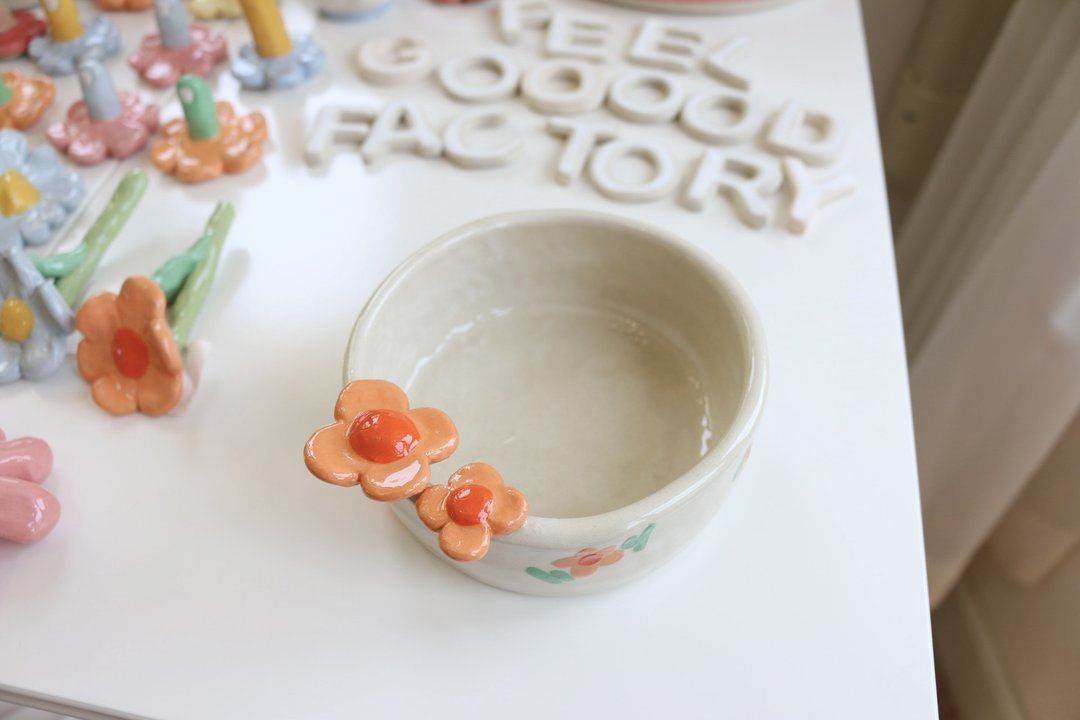 Plate Ceramic Flower - 花瓶/陶器 - 陶 橘色