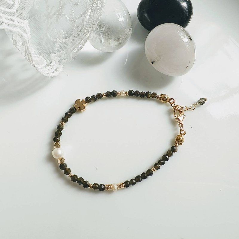 C.Lady晶女子。脉轮水晶系列－黑曜石/金曜石手链 - 手链/手环 - 水晶 黑色