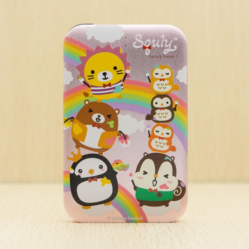 Squly & Friends 快速充电器 行动电源 - 彩虹主题 - 充电宝/传输线 - 铝合金 粉红色