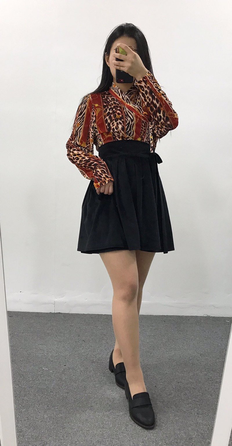 【心跳事 】韩系.腰身-天鹅绒│黑色生活韩服-裙子 - 裙子 - 其他材质 黑色