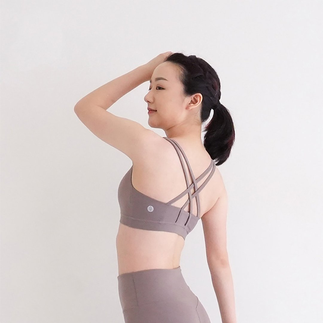 【Mukasa】LISSOM 交叉美背运动内衣 - 可可色 - MUK-22001 - 女装运动内衣 - 其他材质 卡其色
