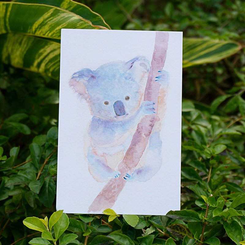 明信片 卡片 水彩画作 树熊 可爱 动物 - 卡片/明信片 - 纸 蓝色
